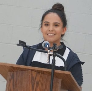 Elise, overcoming her fear of public speaking on Election Day